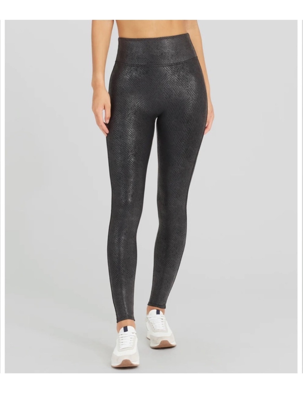 SPANX Faux Leather Snakeskin Leggings Black Size Small